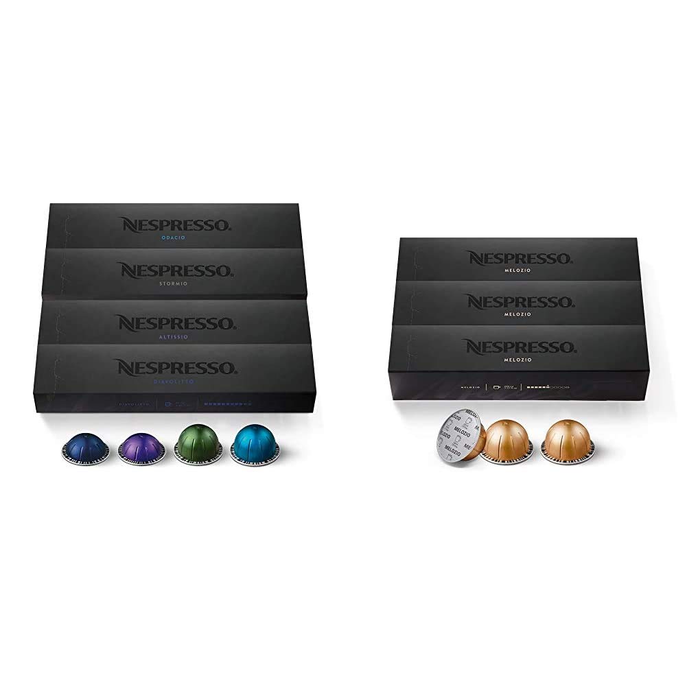 Nespresso VertuoLine Coffee Capsules Variety Pack (40 Count) & Melozio Medium Roast Coffee Pods (30 Count) - Compatible with Vertuo Next, Plus, Evoluo - Perfect for Home, Office & Gifts
