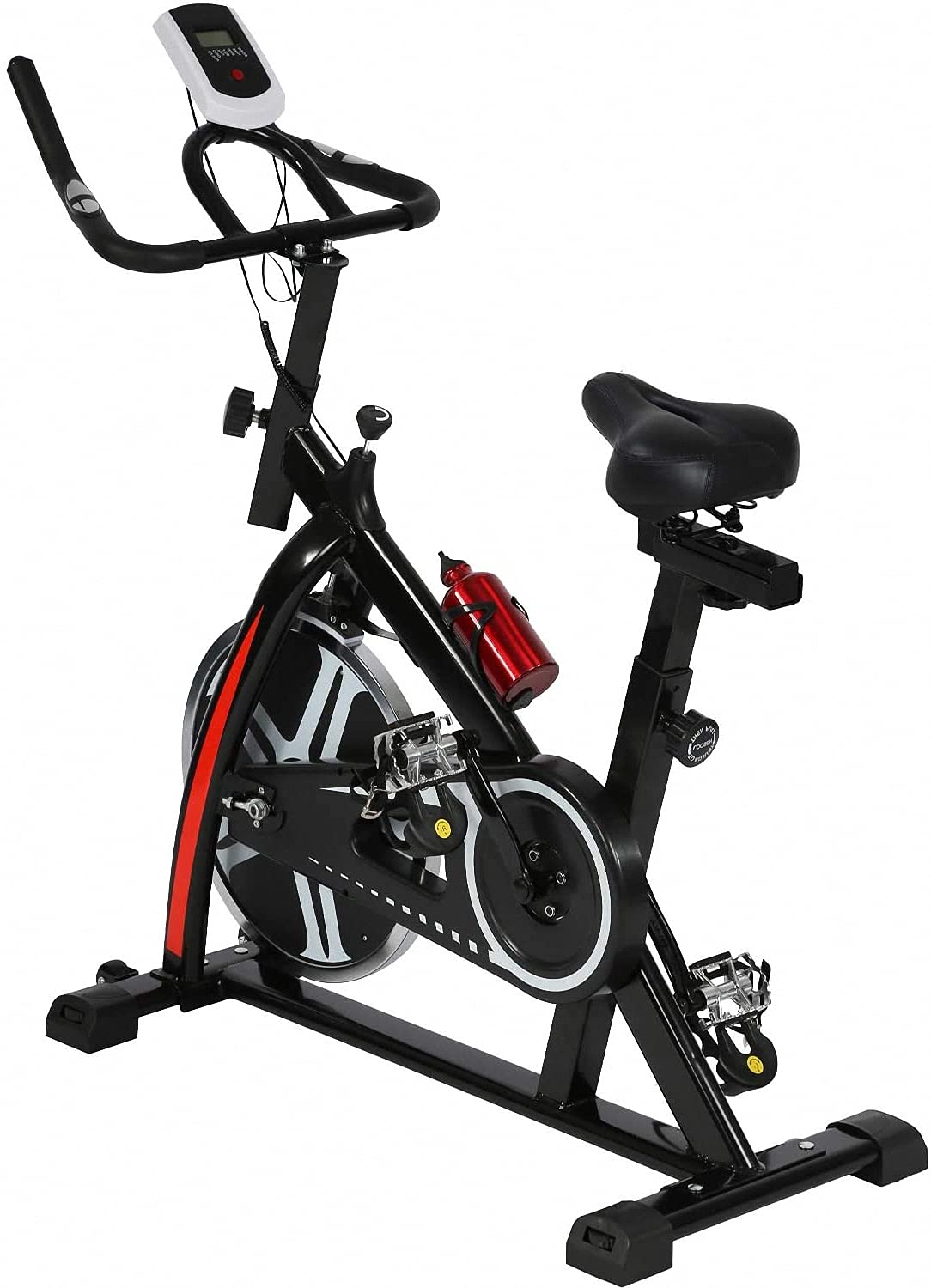 Magnetic Indoor Cycling Bike - Stationary Exercise Bike with Belt Drive, Comfortable Seat Cushion, LCD Monitor & Cup Holder - Adjustable Resistance Home Gym Equipment for Cardio Workouts (Perfect for Home Fitness, Weight Loss & Indoor Cycling Training)