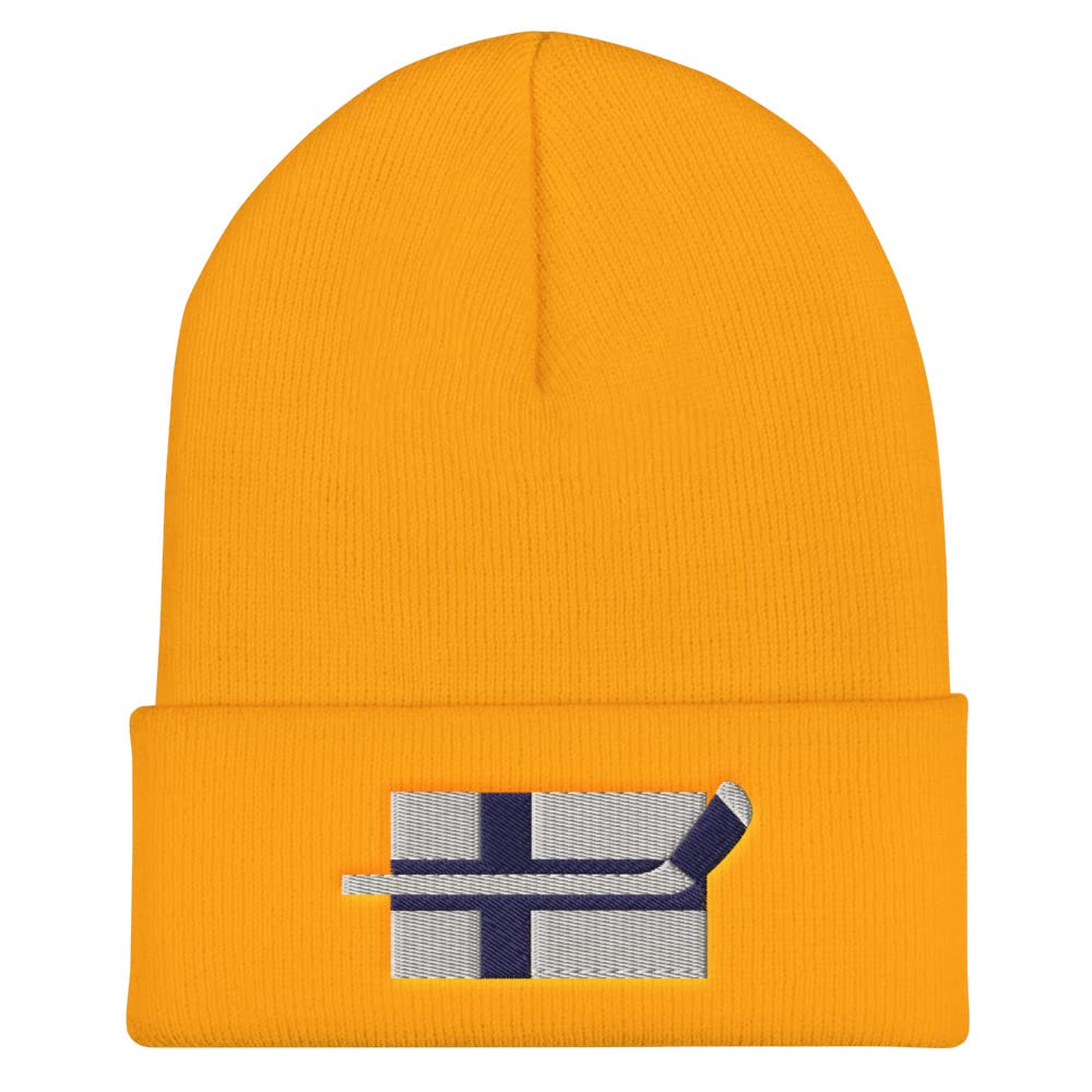Finland Hockey Hat - Winter Cuffed Beanie with Fun Goofy Design for Men & Women - Perfect for Ice Hockey Games, Outdoor Winter Sports, and Casual Cold Weather Wear