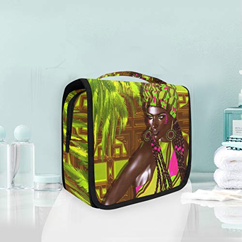 African American Themed Hanging Toiletry Bag - Waterproof Travel Cosmetic Organizer for Women & Men with Sturdy Hook - Perfect for Vacation, Camping, Gym & Business Trips