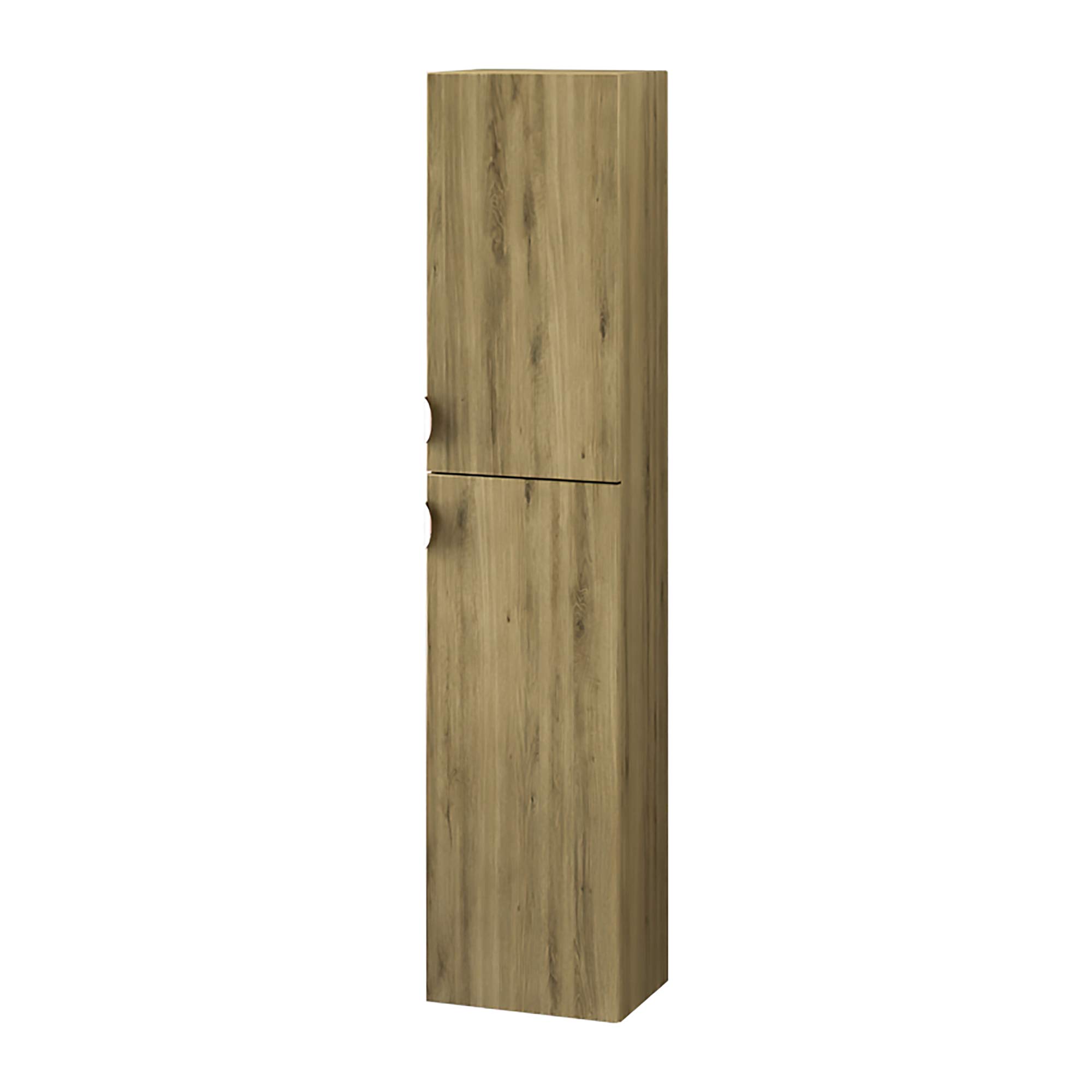 Aspen Ginger Oak Wood Column Cabinet with Rose Gold Handles - Elegant Storage Solution for Living Room, Bedroom & Entryway