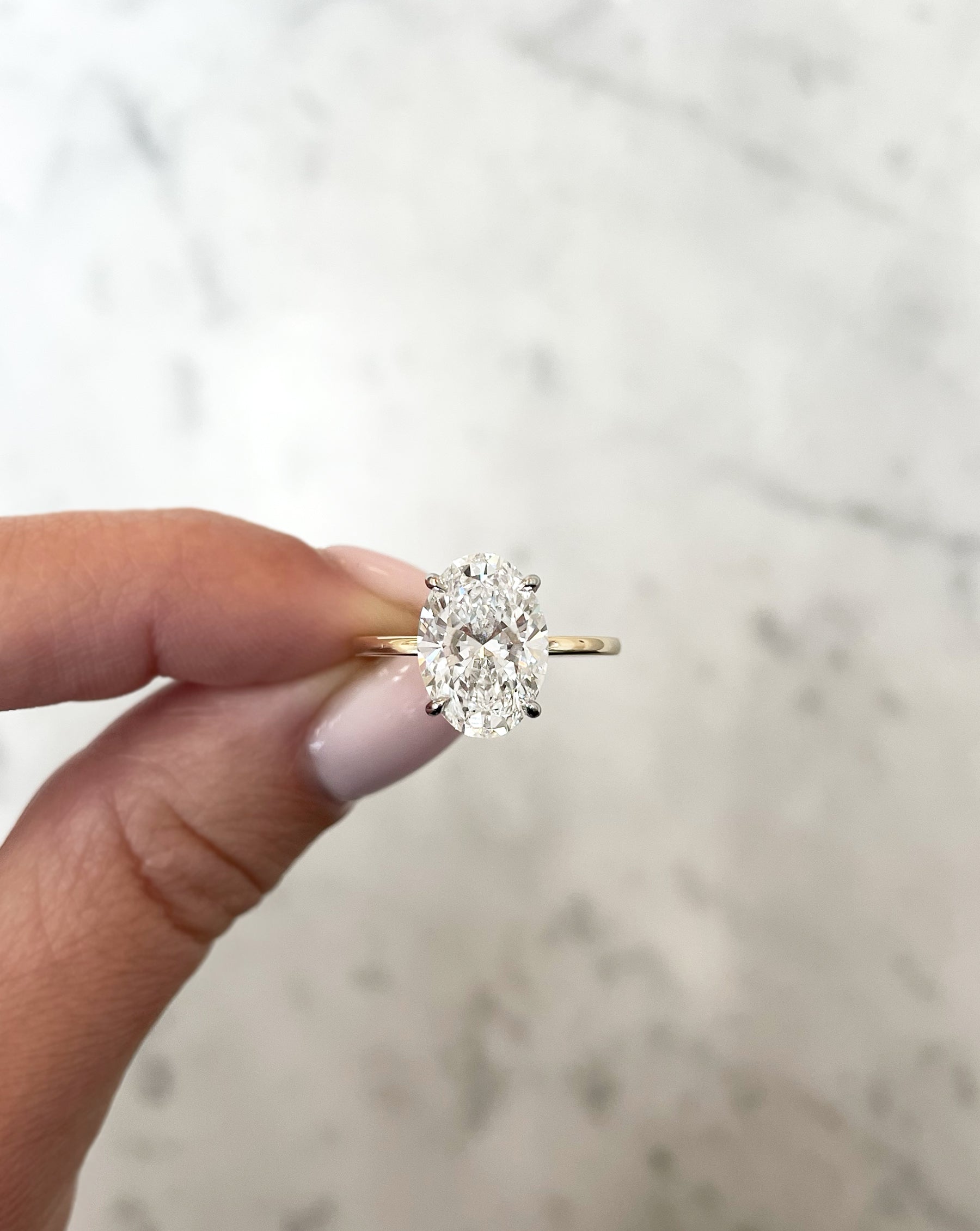 3.67 Carat Lab Grown Oval Diamond Whisper Thin® Hidden Halo Engagement Ring - Perfect for Proposals, Anniversaries & Special Occasions