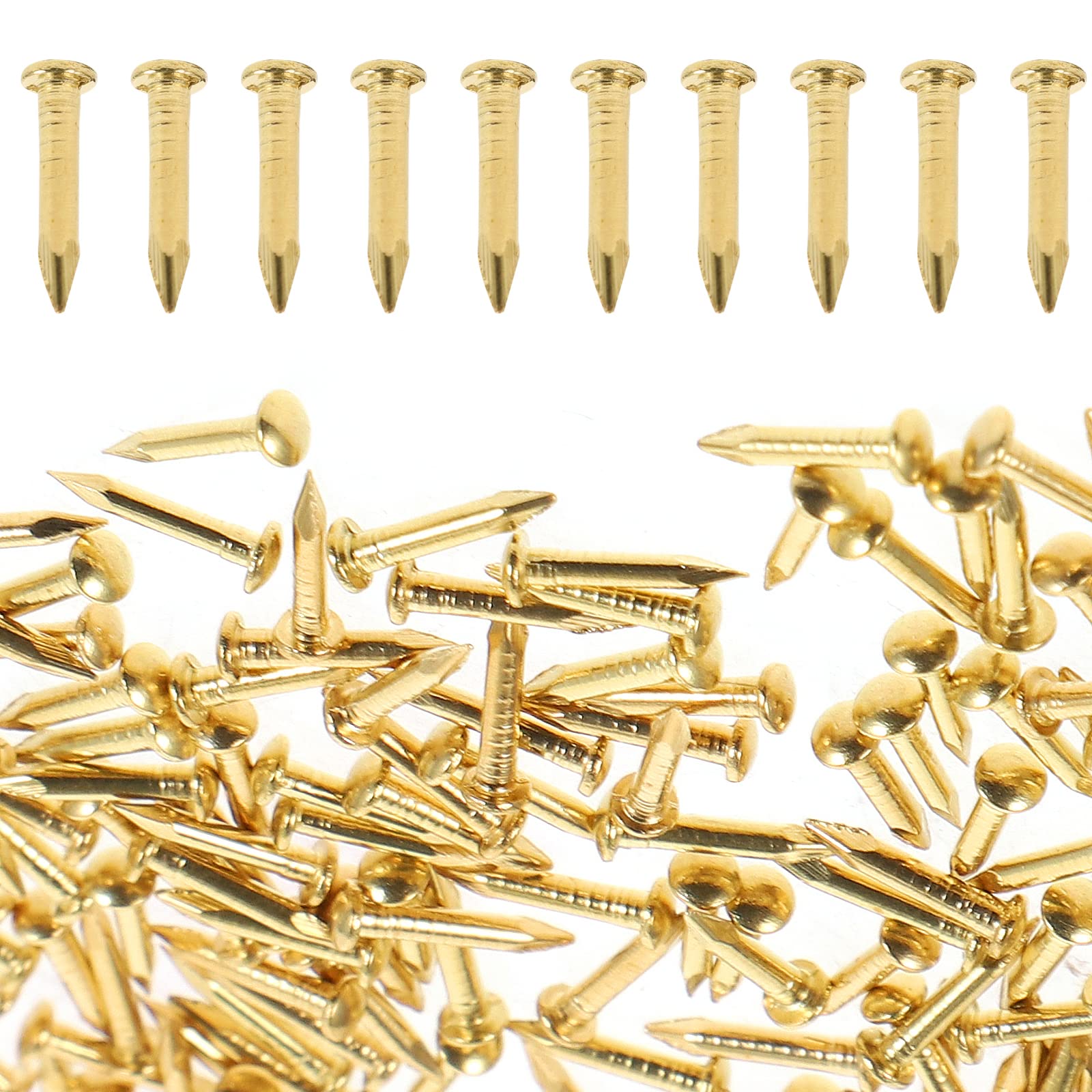 100pcs Small Brass Nails - 18mm Round Head Mini Nails for Woodworking, DIY Hinges, Jewelry Boxes & Craft Projects | Perfect for Home Decor, Furniture Repair & Wooden Model Making