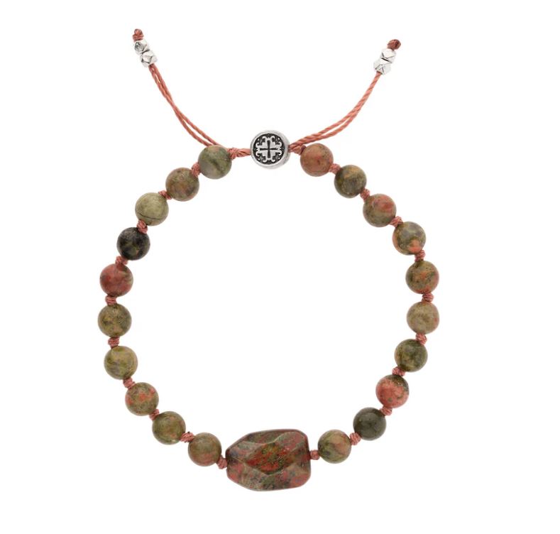 Unakite Adjustable Bracelet by Mala + Mala – Handmade Healing Stone Jewelry for Meditation, Yoga & Spiritual Balance | Perfect for Mindful Gifting & Energy Work