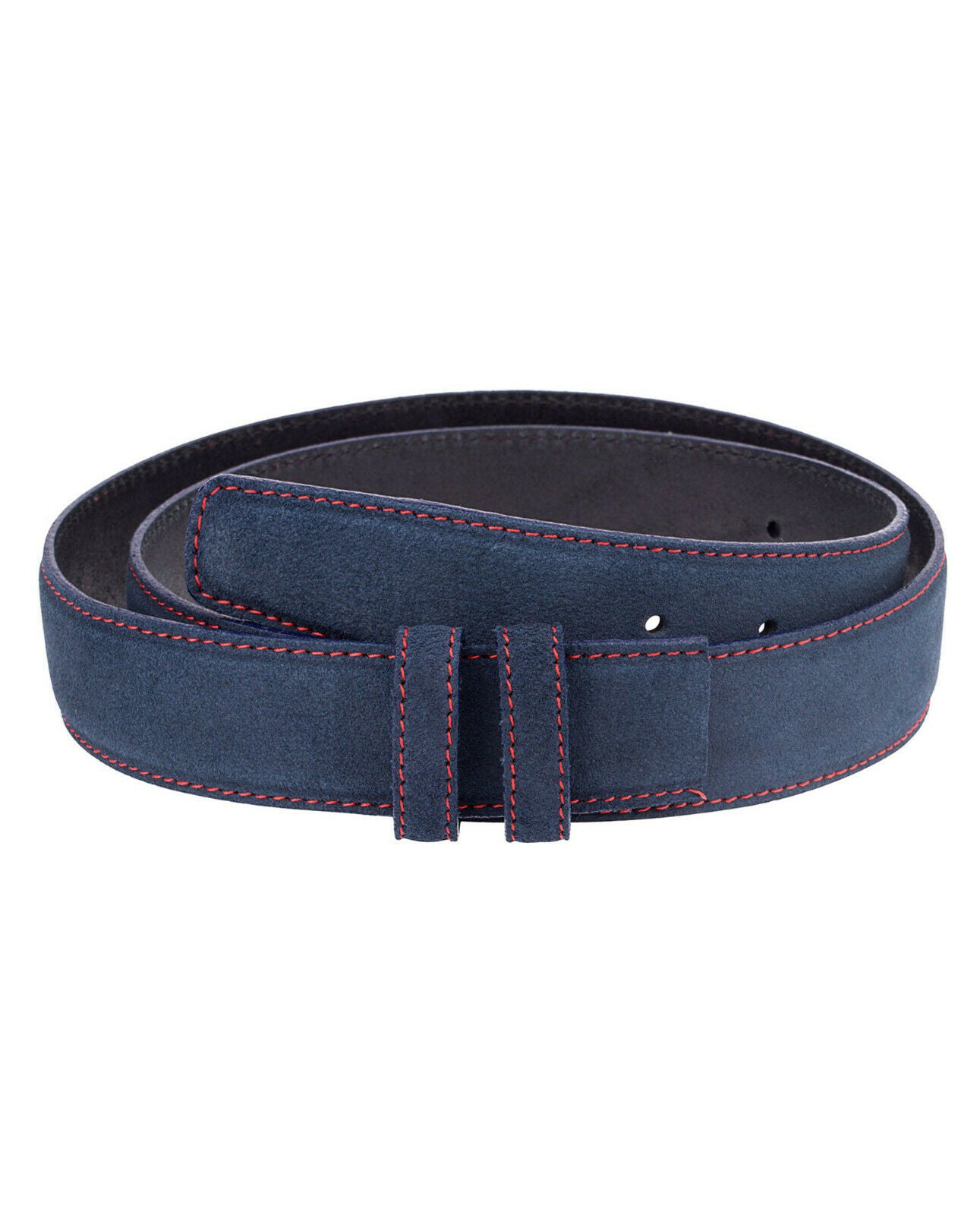 Ferragamo Replacement Belt Straps - 35mm Blue Suede with Red Stitch for Men | Dress Belt for Formal Wear & Business Attire
