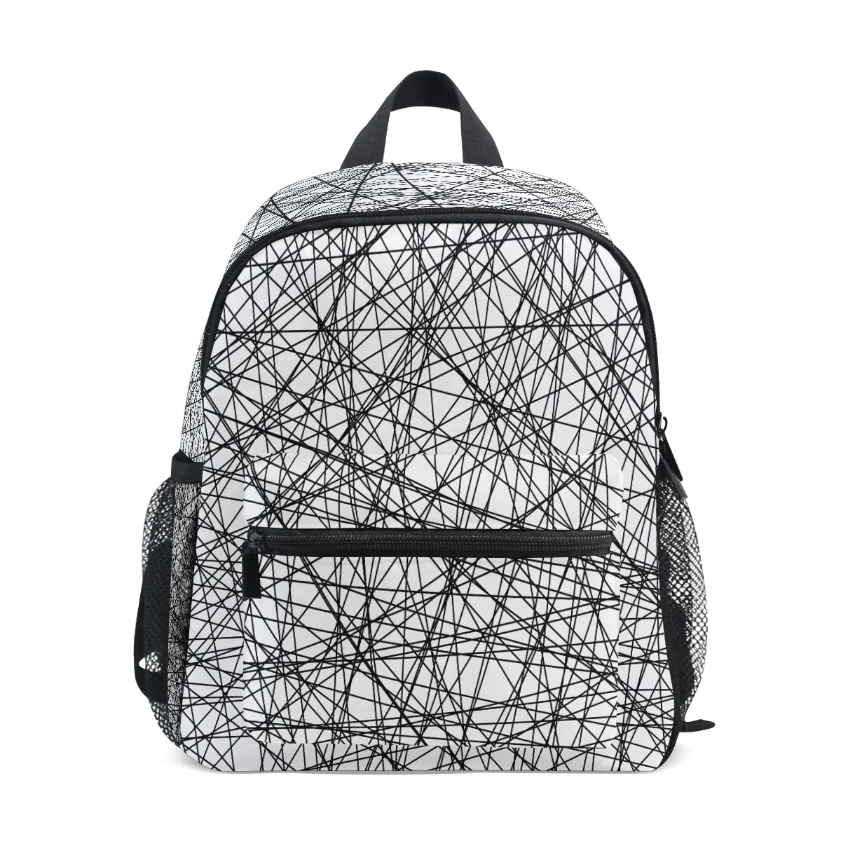 Waterproof Toddler Backpack for Boys & Girls - Black Abstract Lines for Preschool & Travel