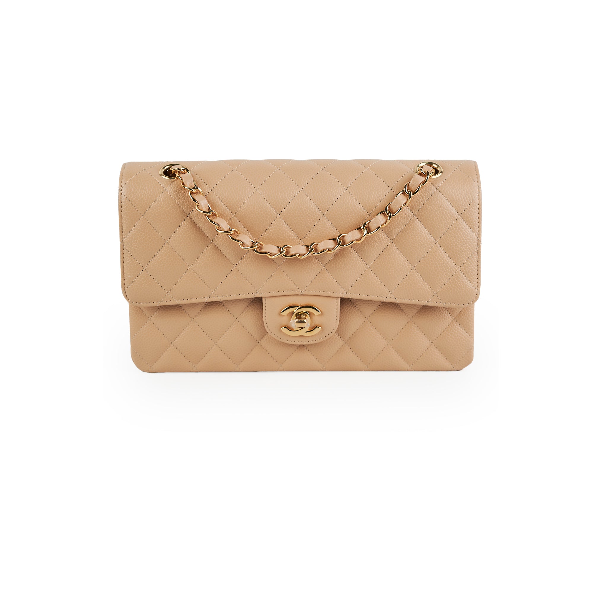 Chanel Medium/Large Double Classic Flap Bag in Beige - Timeless Luxury Handbag for Women | Perfect for Work, Evening Events & Special Occasions