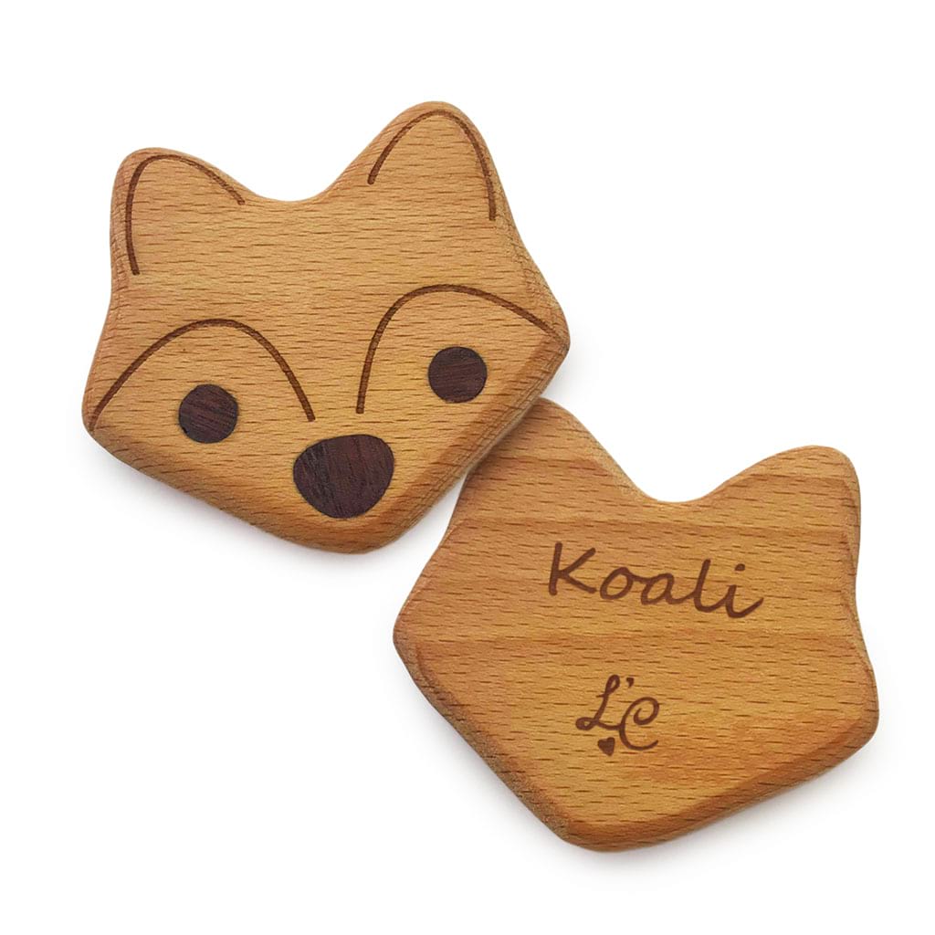 Lil' Fox Natural Wooden Baby Rattle Toy - Safe & Eco-Friendly Teether for Newborns & Infants - Perfect for Early Learning, Sensory Play & Nursery Decor