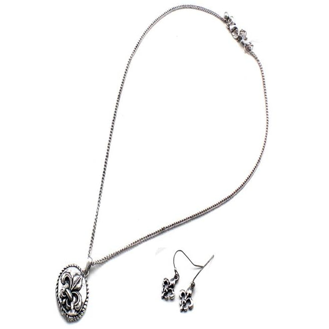 Elegant Fleur de Lis Necklace Set in Sterling Silver - Perfect for Gifts, Weddings & Special Occasions