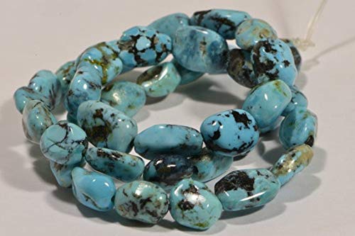 Natural Nevada Blue Turquoise Beads Strand - 16 Inch Gemstone Nuggets for Jewelry Making (13x7.6x4.7mm) - Perfect for Boho Bracelets, Necklaces & DIY Craft Projects - Code MVG-43236