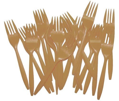 48-Pack Gold Plastic Forks - Disposable Elegant Cutlery for Parties, Weddings, and Special Events