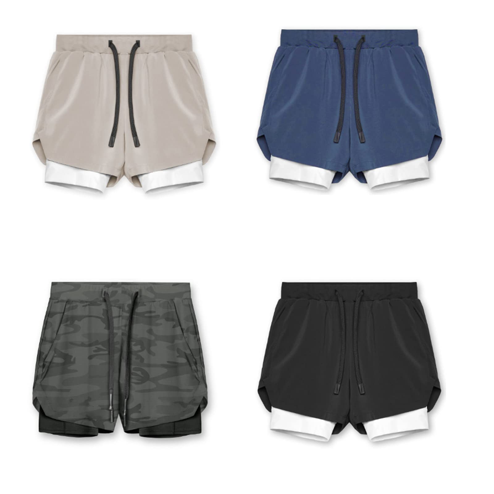 **Auwqabr Men's 2-in-1 Running Shorts with Compression Liner - Quick Dry Gym Workout & Swimming Trunks with Pockets - Perfect for Jogging, Training & Beach Activities**