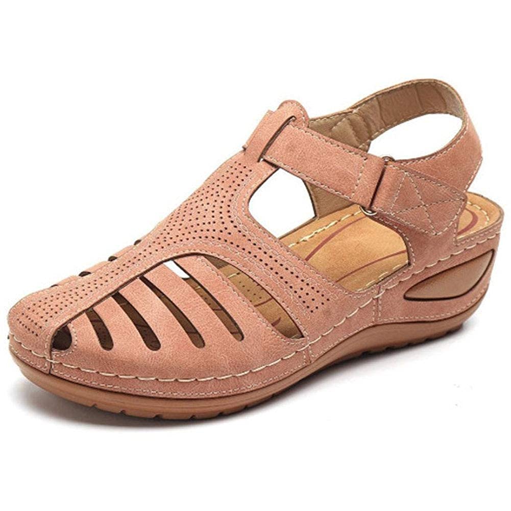 Vimisaoi Women's Comfortable Cutout Hook & Loop Athletic Wedge Sandals - Breathable Summer Walking Shoes for Beach, Gym & Outdoor Activities