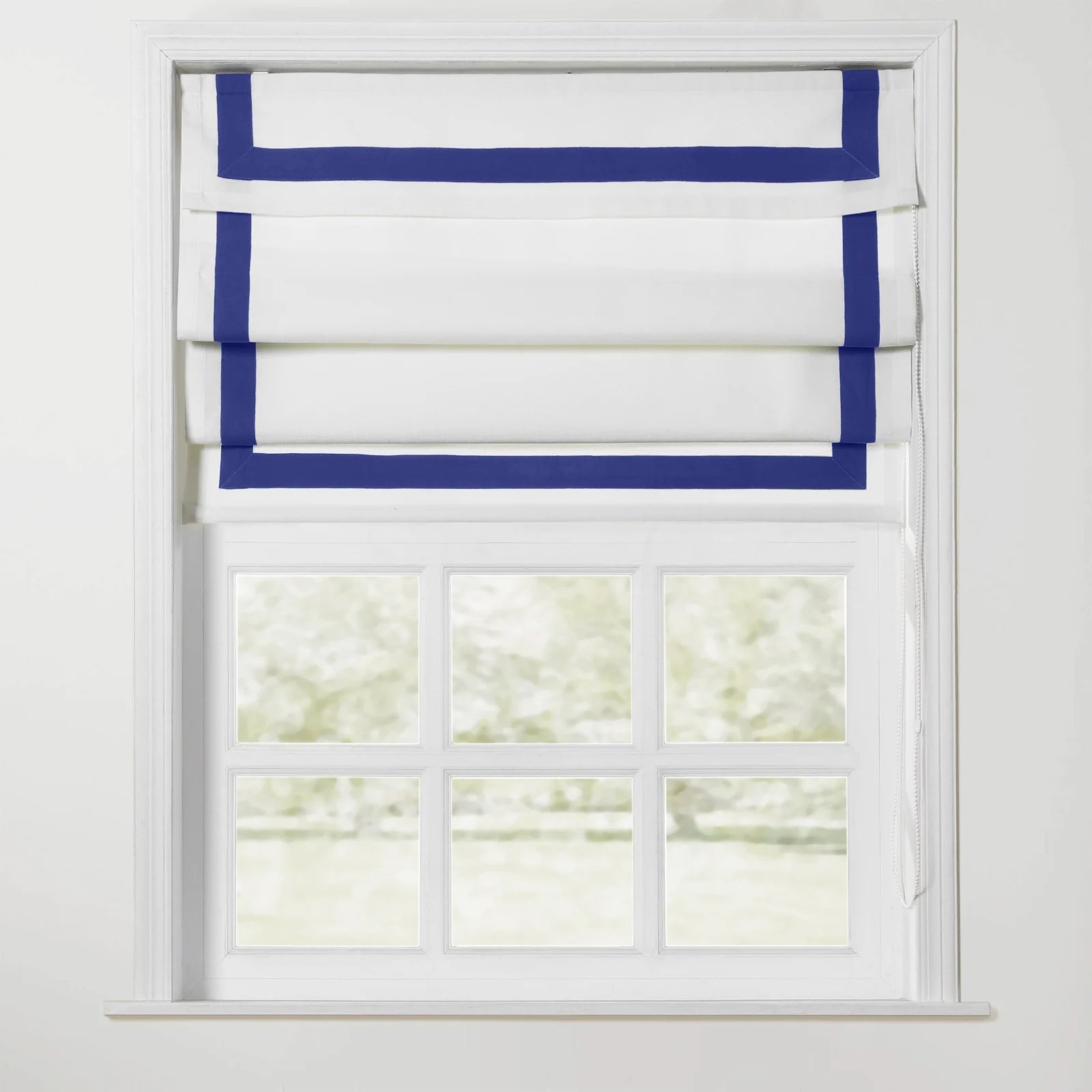 Tyrone Roman Shade with Border Cord Lift - Classic Window Treatment for Living Room & Bedroom - Blackout Fabric for Light Control & Privacy