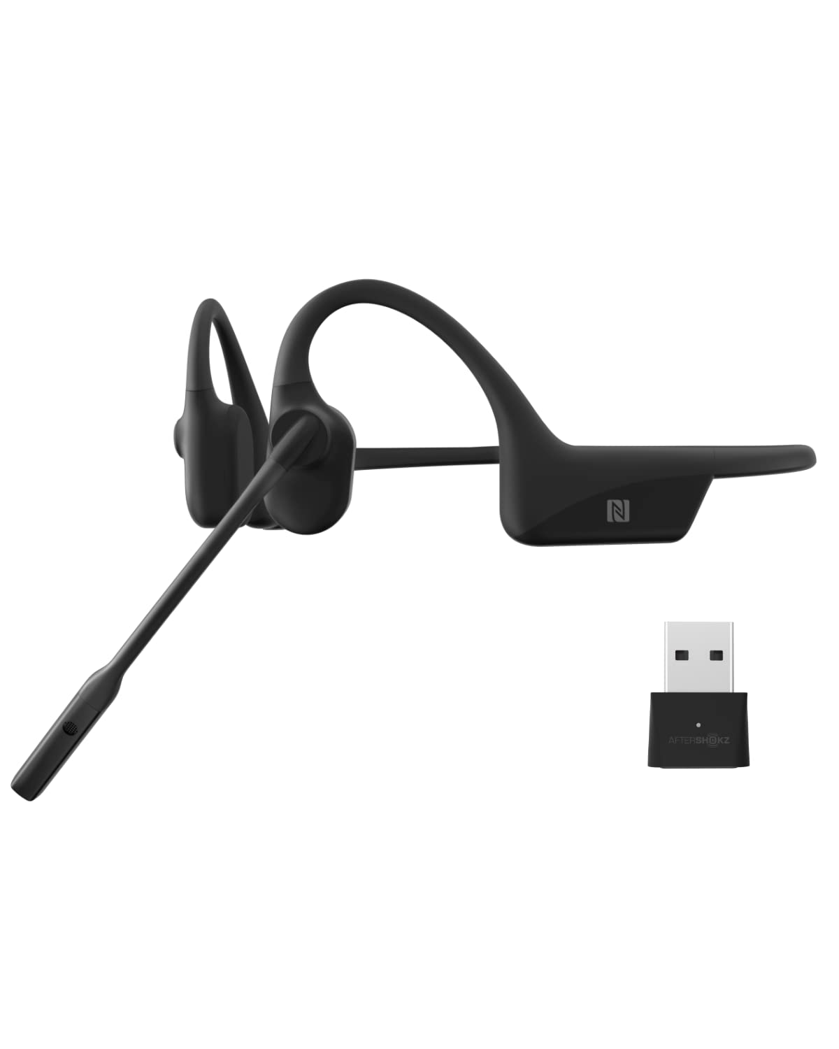 AfterShokz OpenComm UC Bluetooth Stereo Computer Headset with Loop 100 - Bone Conduction Wireless PC Headphones with Noise-Canceling Boom Mic for Home Office, Business & Commercial Use - Perfect for Conference Calls, Online Meetings & Remote Work