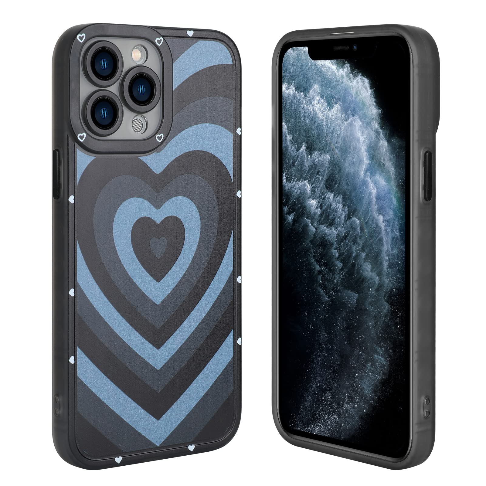 AIGOMARA iPhone 11 Pro Max Case - Cute Black Heart Print Soft TPU Shockproof Cover for Women & Girls | Full Camera Protection | Perfect for Daily Use, Work & Travel