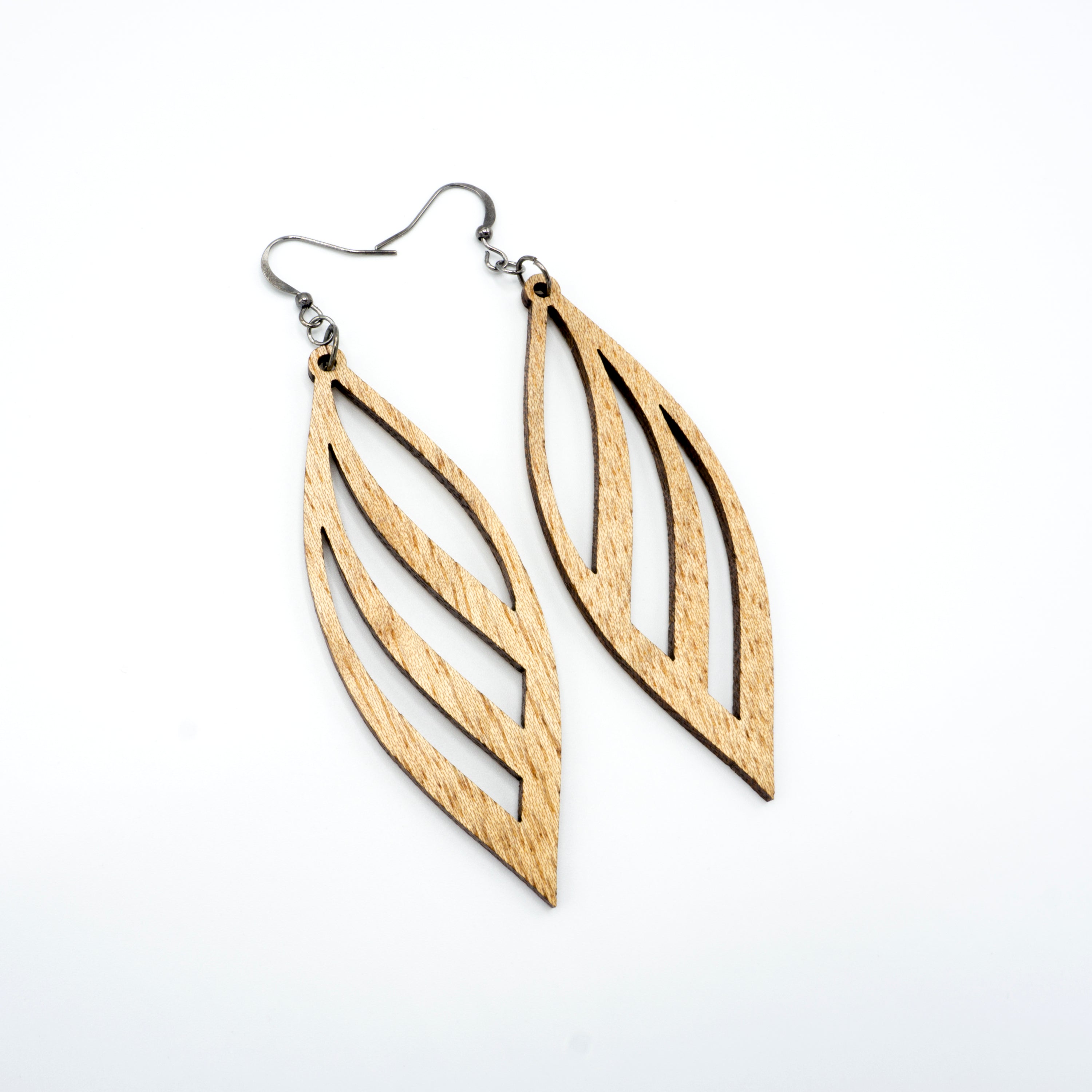 Handmade Mahogany Wood Earrings - Petal 01 [L] - Elegant Floral Dangle Earrings for Women | Perfect for Weddings, Parties & Boho Fashion