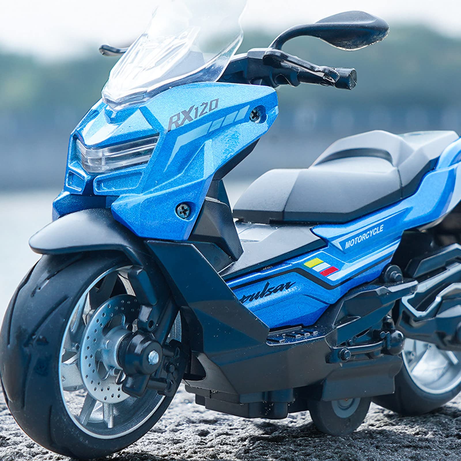Kimanli 1:12 Scale Pull Back Motorcycle Toy - Alloy Mini Motorcycle Model with Sound, Music & LED Lights - Off-Road Vehicle Toy for Boys & Girls - Perfect for Home Decor, Collectibles & Gift Giving - Great for Birthday Parties, Playtime & Display Collections