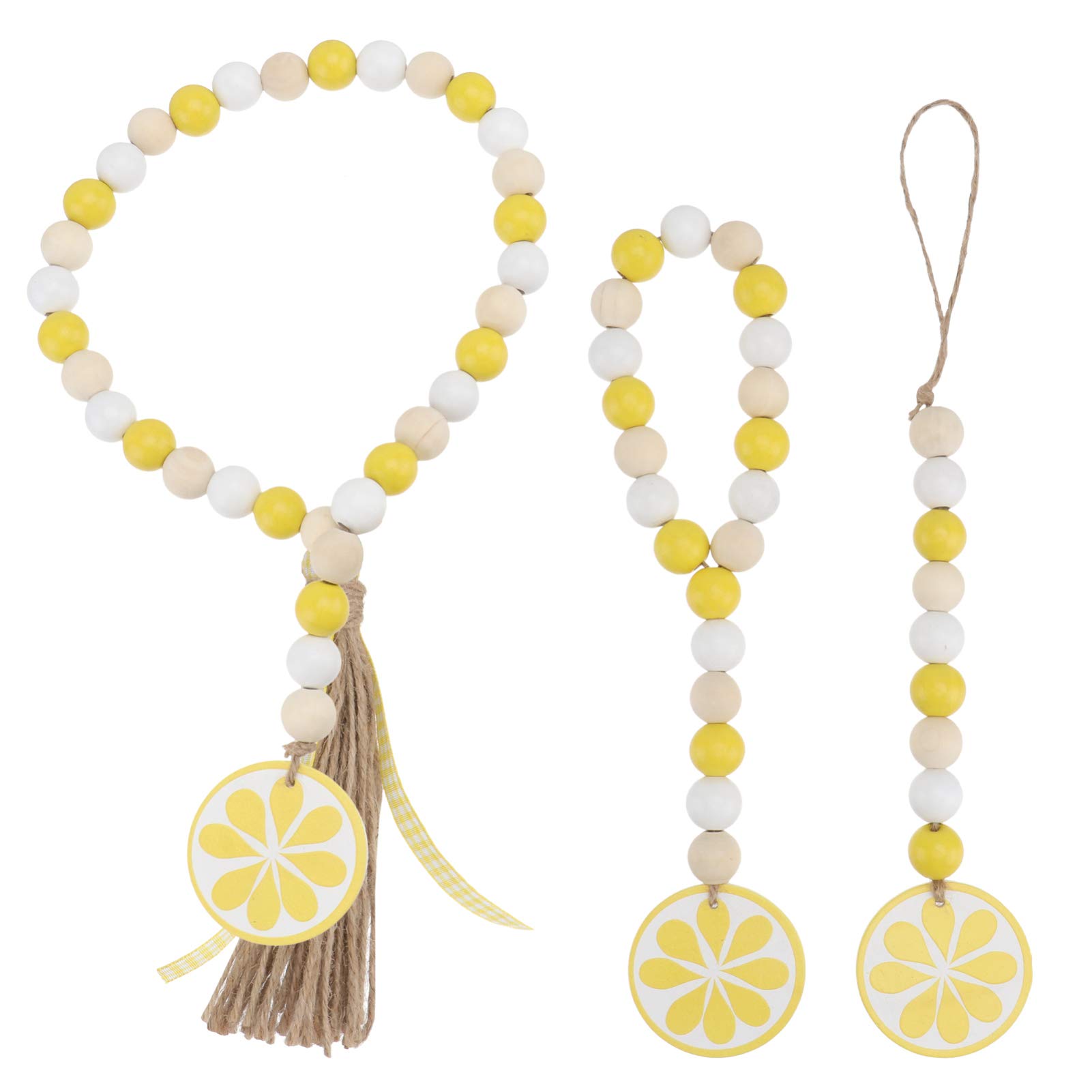BESPORTBLE 3 Pcs Lemon Tassel Beads - Wooden Hanging Pendants with Chains, Nordic Style Home Decor for Wall, Room & Gift Decoration - Perfect for Boho Bedroom, Living Room & Kitchen Decor