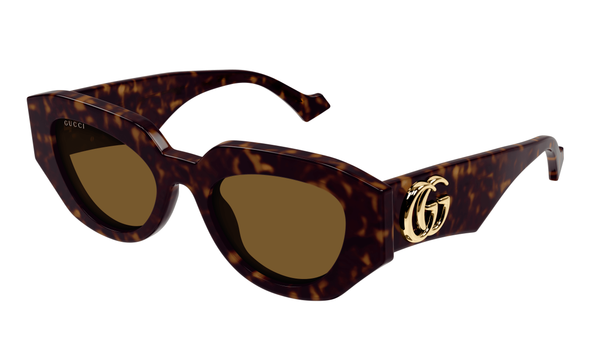 Gucci GG1421S 002 Havana/Brown Cat Eye Sunglasses for Women - Stylish UV Protection Shades for Outdoor, Beach & Fashion Accessories
