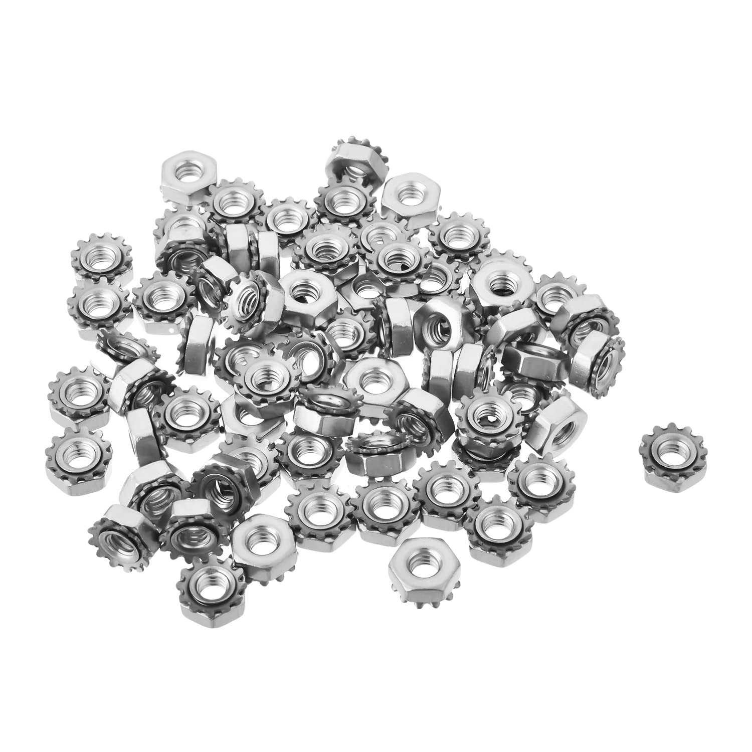 MroMax 8#-32 K-Lock Nuts, 100Pcs - 304 Stainless Steel Keps Lock Nuts for Hardware Fastening | Durable Machine, Furniture & Appliance Accessories | Perfect for DIY Projects, Home Repair & Industrial Use