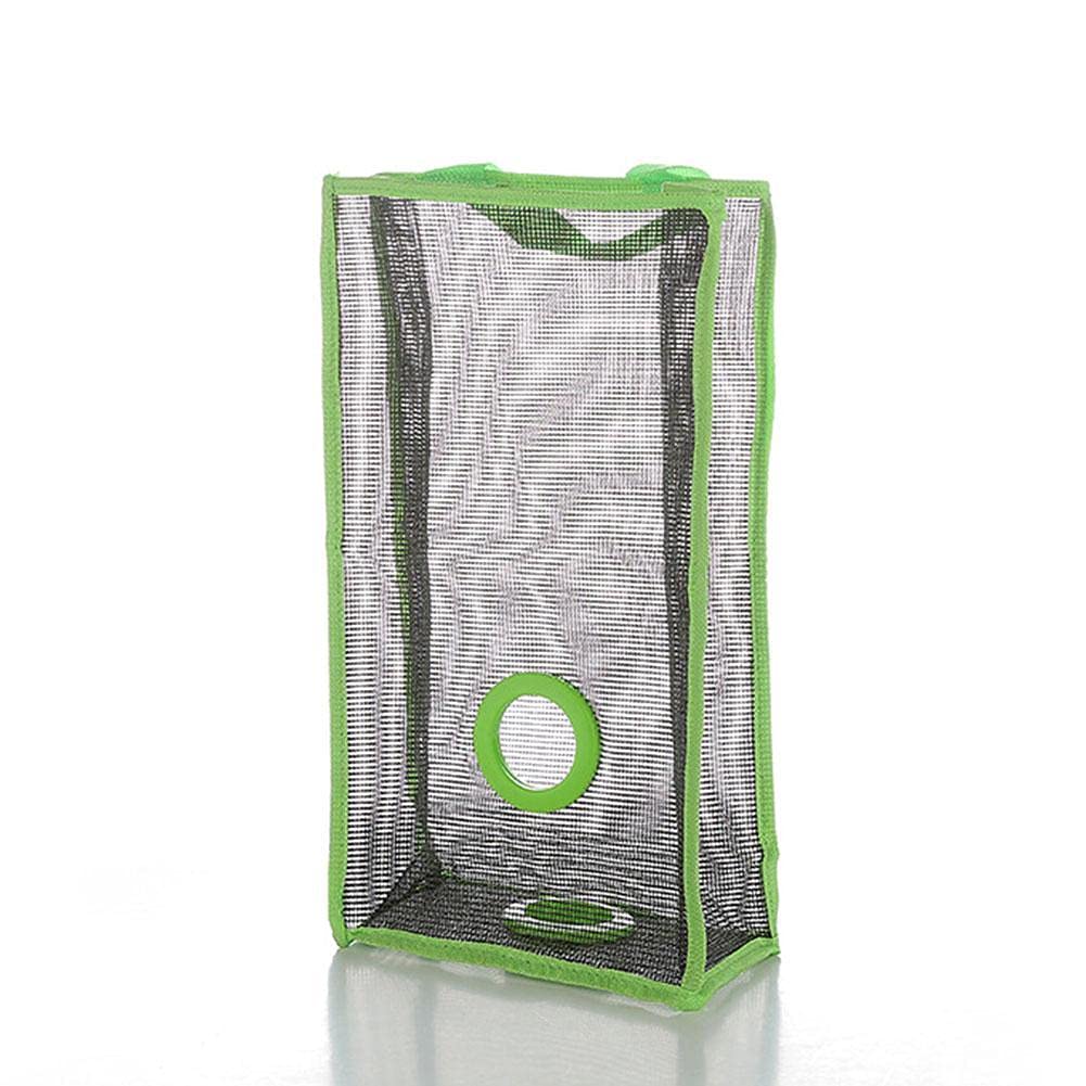 Weiyufang Plastic Bag Holder - Breathable Mesh Foldable Washable Hanging Storage Basket for Kitchen Garbage Bags | Convenient Extraction Pouch for Trash Bags | Perfect for Pantry, Laundry Room & Under Sink Organization
