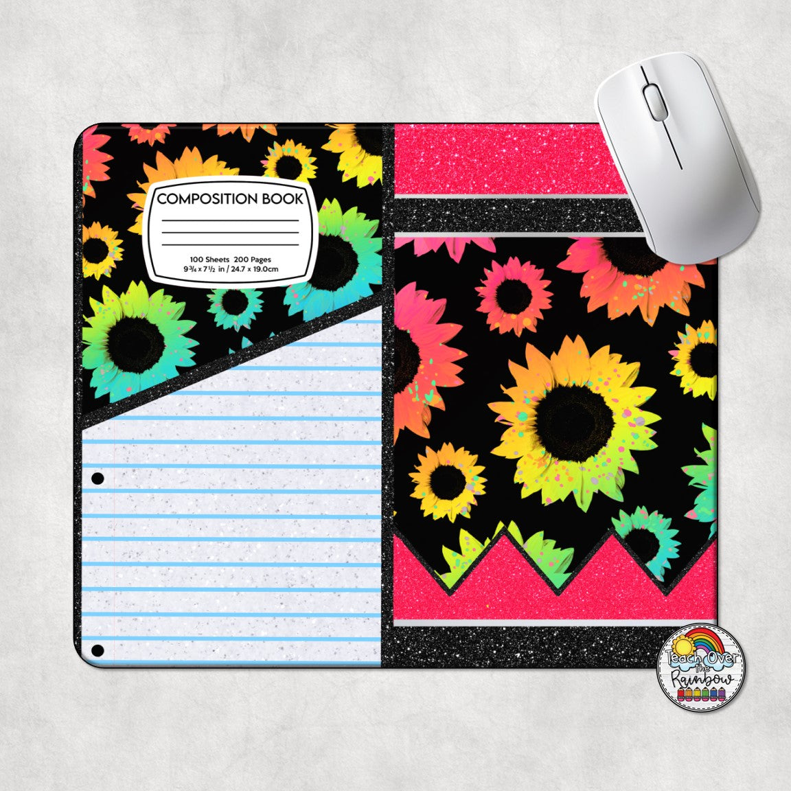 Bright Daisies Mouse Pad & Pencil Set - Cute Floral Desk Accessories for Office, School, and Home Workspace Decor