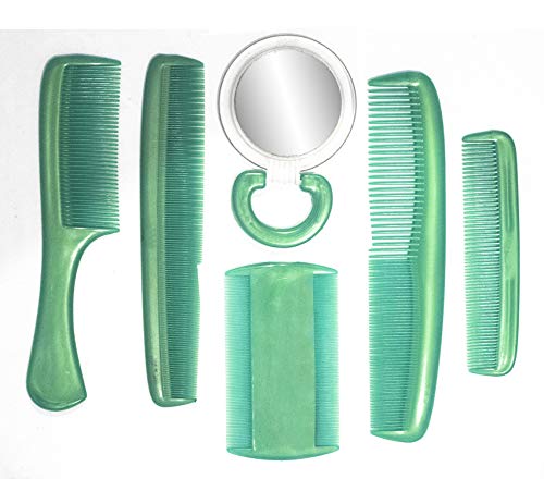 Women's Travel Mirror & Comb Set (6 Pcs) - Green for On-the-Go