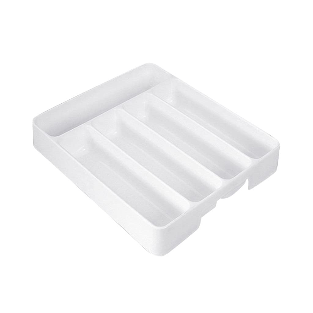 GANFANREN Kitchen Drawer Organizer - White Cutlery Storage Box with Dividers for Utensils, Knives, Spoons & Forks | Portable Kitchen Tool Tray for Drawer Organization | Perfect for Home, Office, Dorm & Camping Use