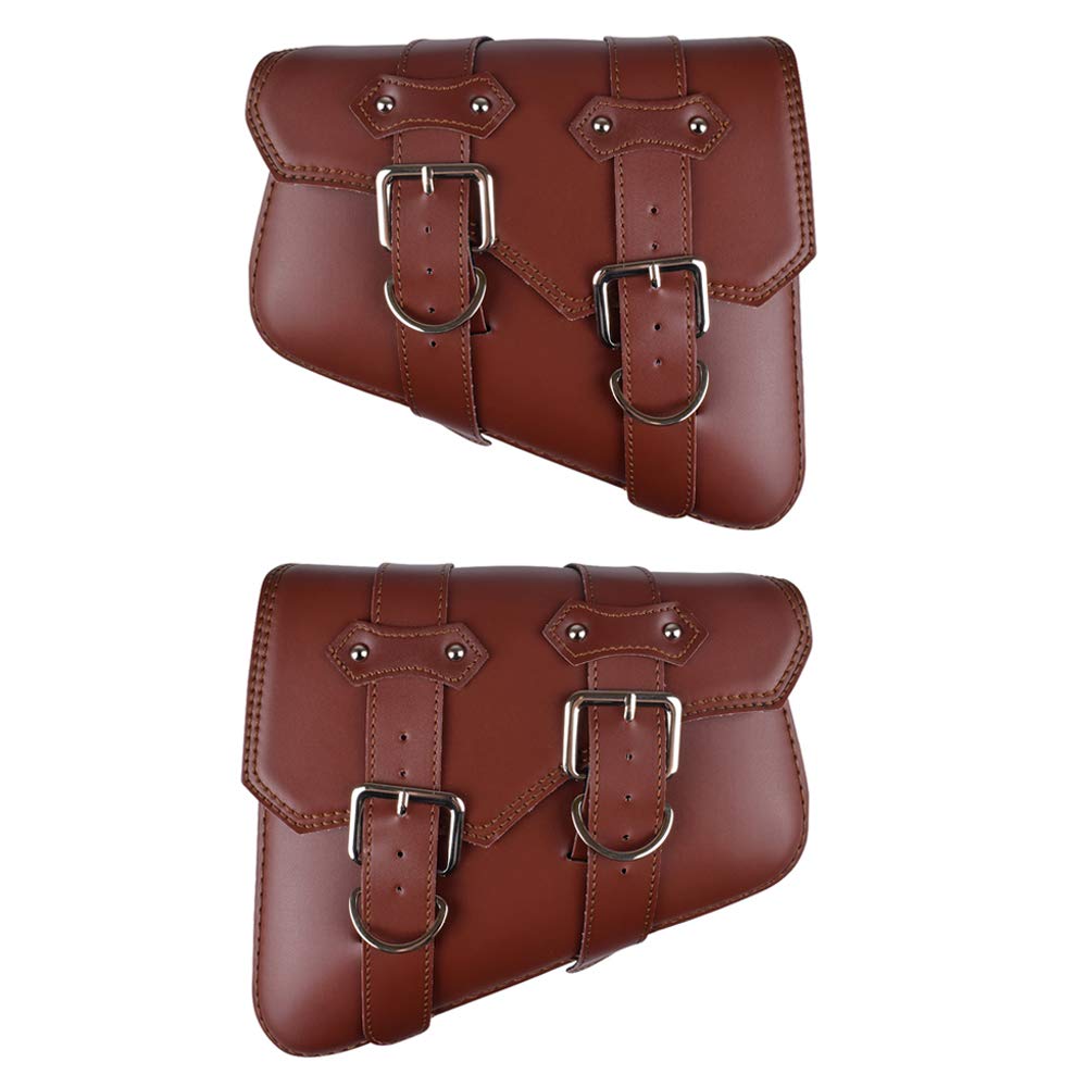 Premium Leather Motorcycle Side Saddle Bags (2-Piece Set) - Waterproof Triangle Panniers for Harley Sportster XL883 & XL1200 - Perfect for Long Rides & Adventure Touring