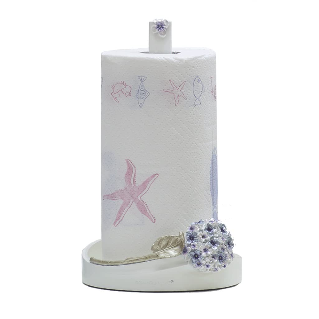 Elegant Hydrangea Flower Resin Paper Towel Holder - Decorative Countertop Towel Roll Stand for Kitchen, Easy Assembly - Perfect for Home, Office & Gifting