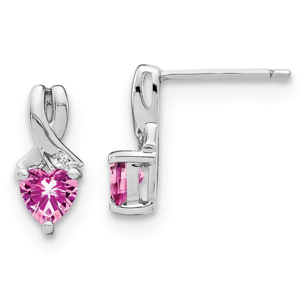Lex & Lu Sterling Silver Pink Sapphire & Diamond Stud Earrings LAL1460 - Elegant Jewelry for Women, Perfect for Weddings, Parties & Gifts