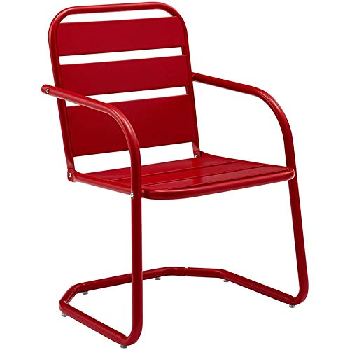 Modern Red Metal Patio Chairs Set of 2 - Outdoor Dining & Lounge Furniture for Garden, Poolside, Deck, and Backyard Relaxation