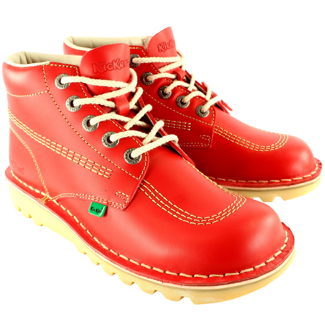 Unisex Kids Leather Boots for School - Red Kickers Junior Kick Hi Shoes for Boys & Girls - Perfect for Back to School, Outdoor Play & Everyday Wear