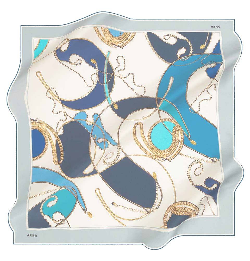 Aker 100% Silk Cotton Blend Patterned Square Scarf #8088 423 - Elegant Fashion Accessory for Women, Perfect for Office, Party & Travel Outfits