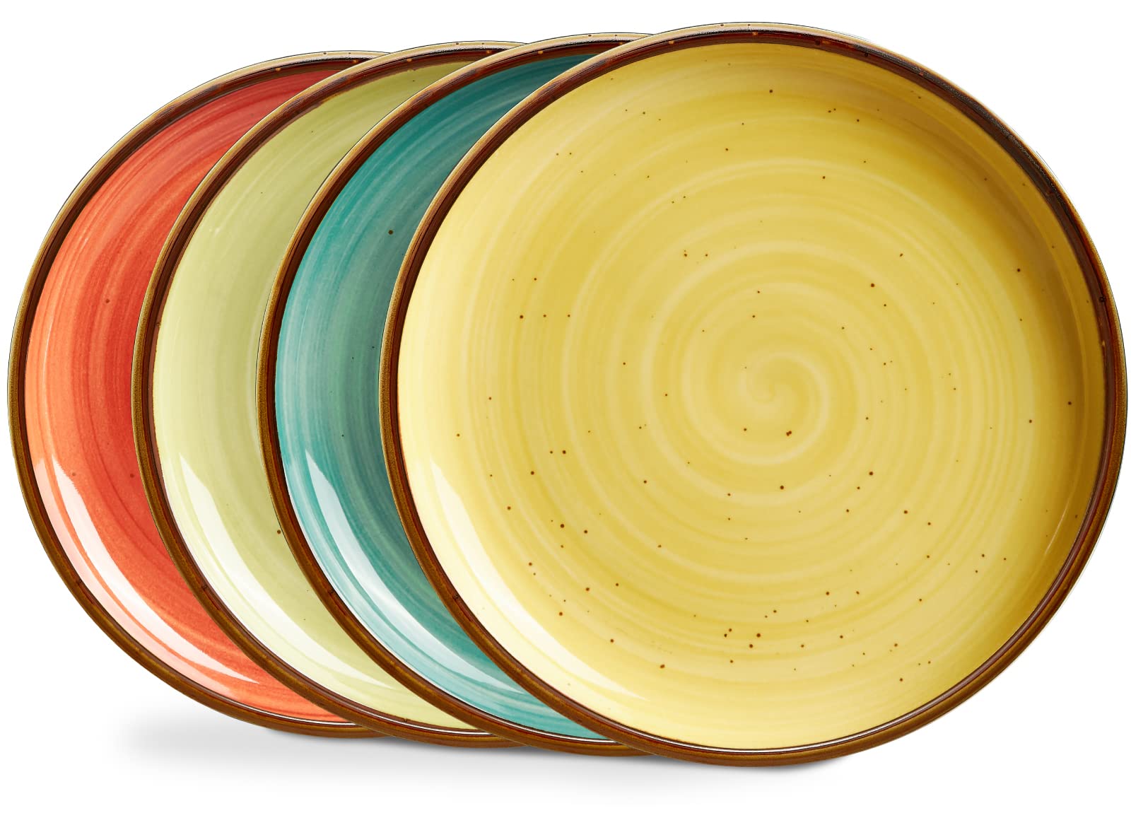 ONEMORE 8.5 Inch Porcelain Dinner Plates Set of 4 - Microwave, Oven & Dishwasher Safe Ceramic Plates for Dessert, Salad & Appetizers | Elegant Speckled Serving Dishes for Dining, Parties & Home Decor