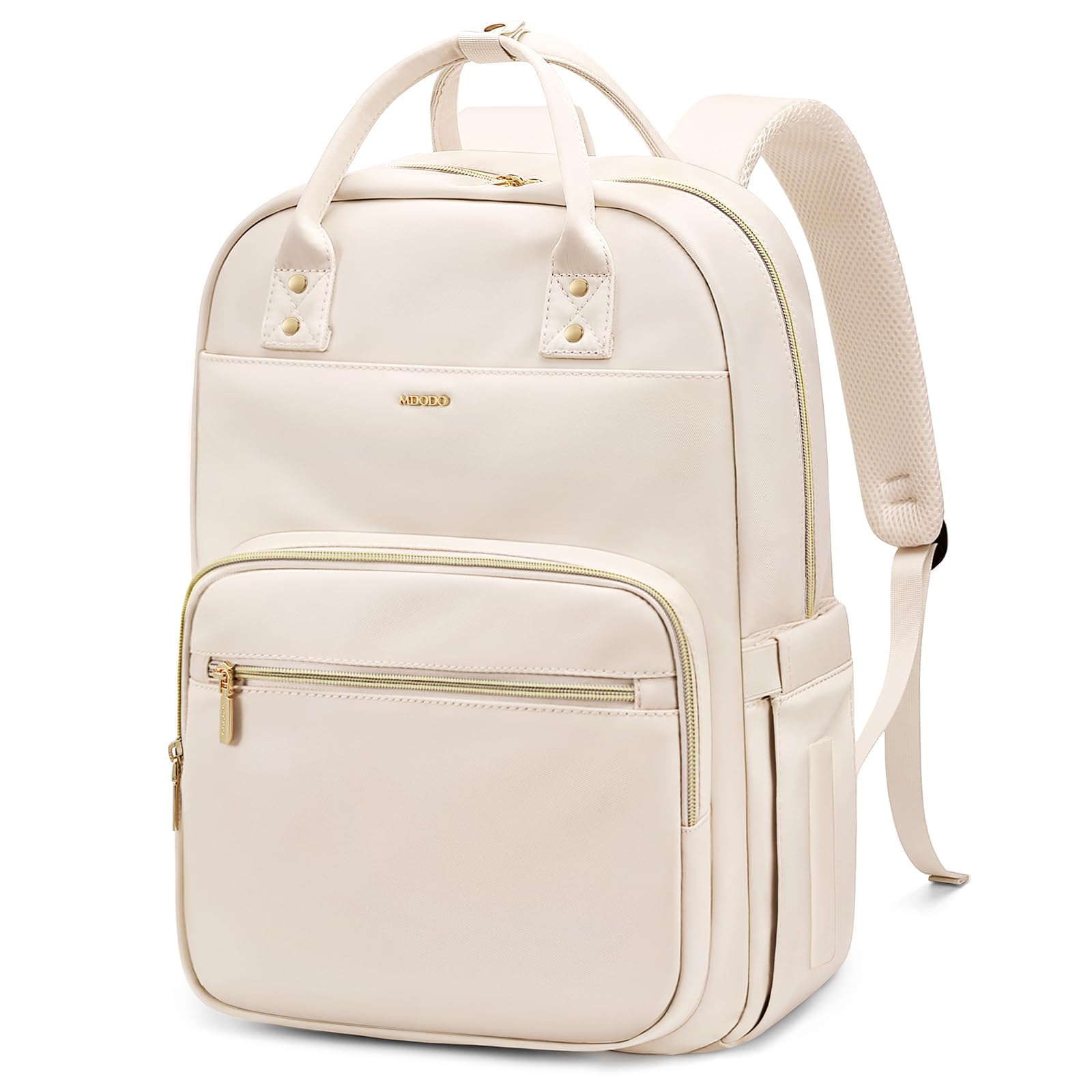 Waterproof 16 Inch Laptop Backpack for Women - Stylish Teacher & Nurse Work Bag with Dedicated Laptop Compartment - Perfect for College, Office, Travel & Daily Commute (Beige) | Ideal for Professionals, Students & Frequent Travelers