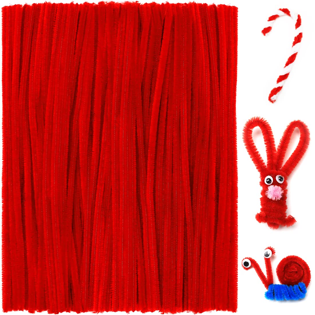 Praisebank 12 Inch Pipe Cleaners for Crafts - 200pcs Red Chenille Stems | DIY Art Projects, School Supplies, Classroom Activities & Kids Crafts