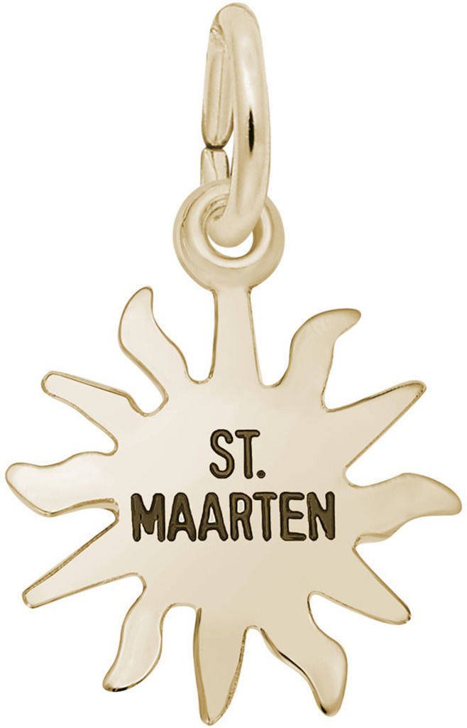 Rembrandt St. Maarten Sun Small Charm Pendant - Sterling Silver Caribbean Island Jewelry for Beach Vacation & Tropical Travel Gifts