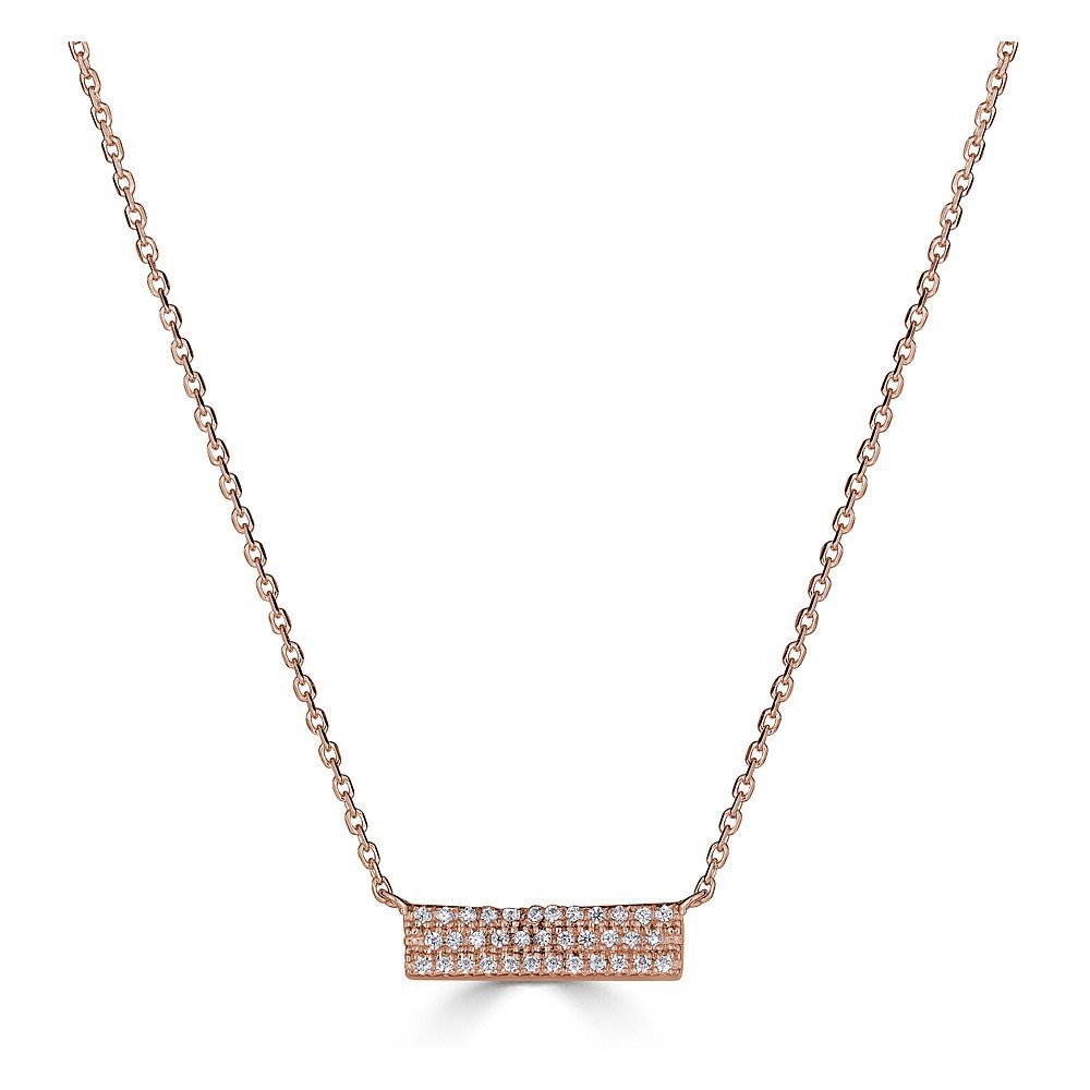 14KT Gold 1/10 CTW Diamond Rectangle Bar Necklace for Women - Elegant Layering Piece for Everyday Wear & Special Occasions