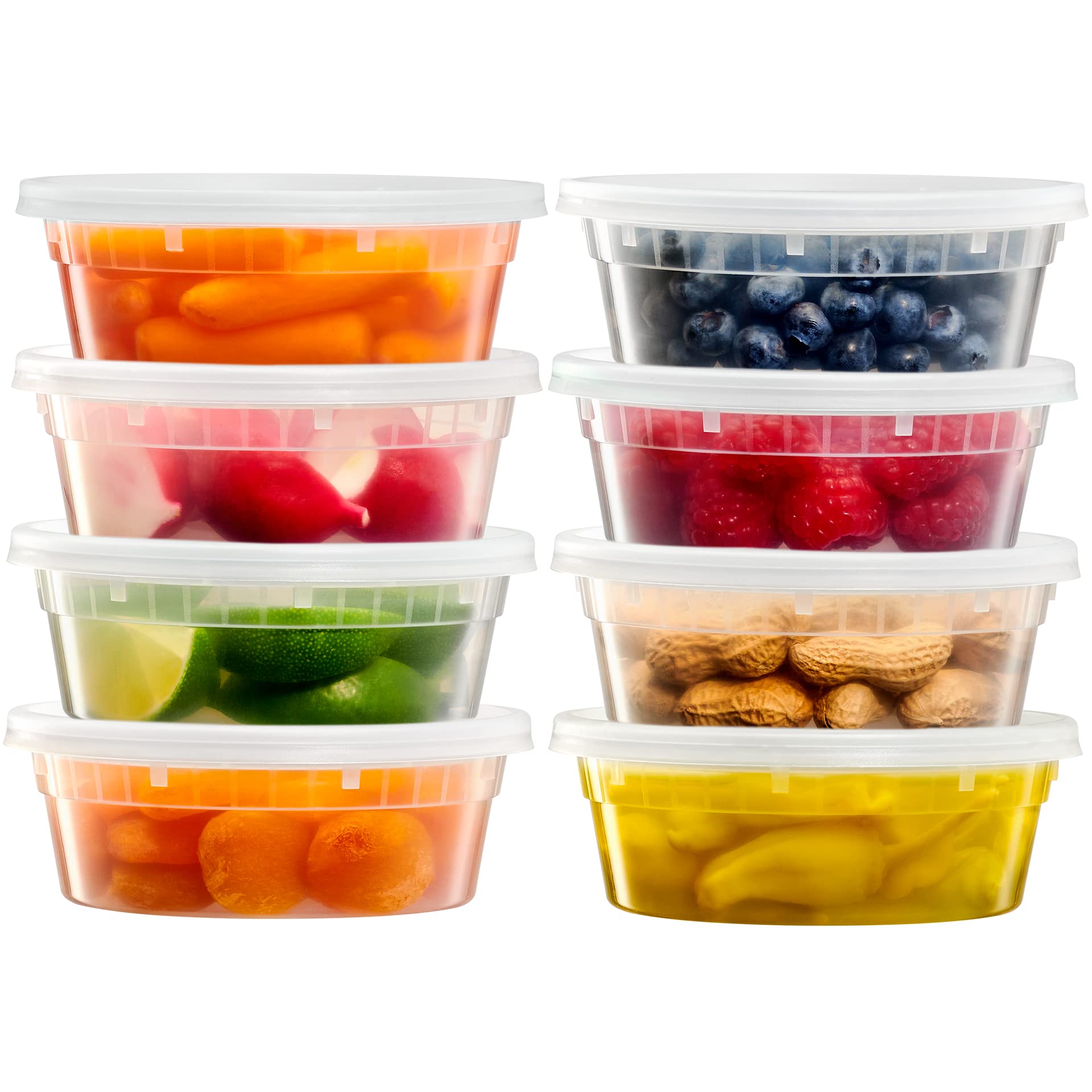8 oz. Leak-Proof Deli Food Storage Containers with Lids - 24 Pack | BPA-Free Plastic Meal Prep Containers for Leftovers, Lunches & Restaurant Takeout