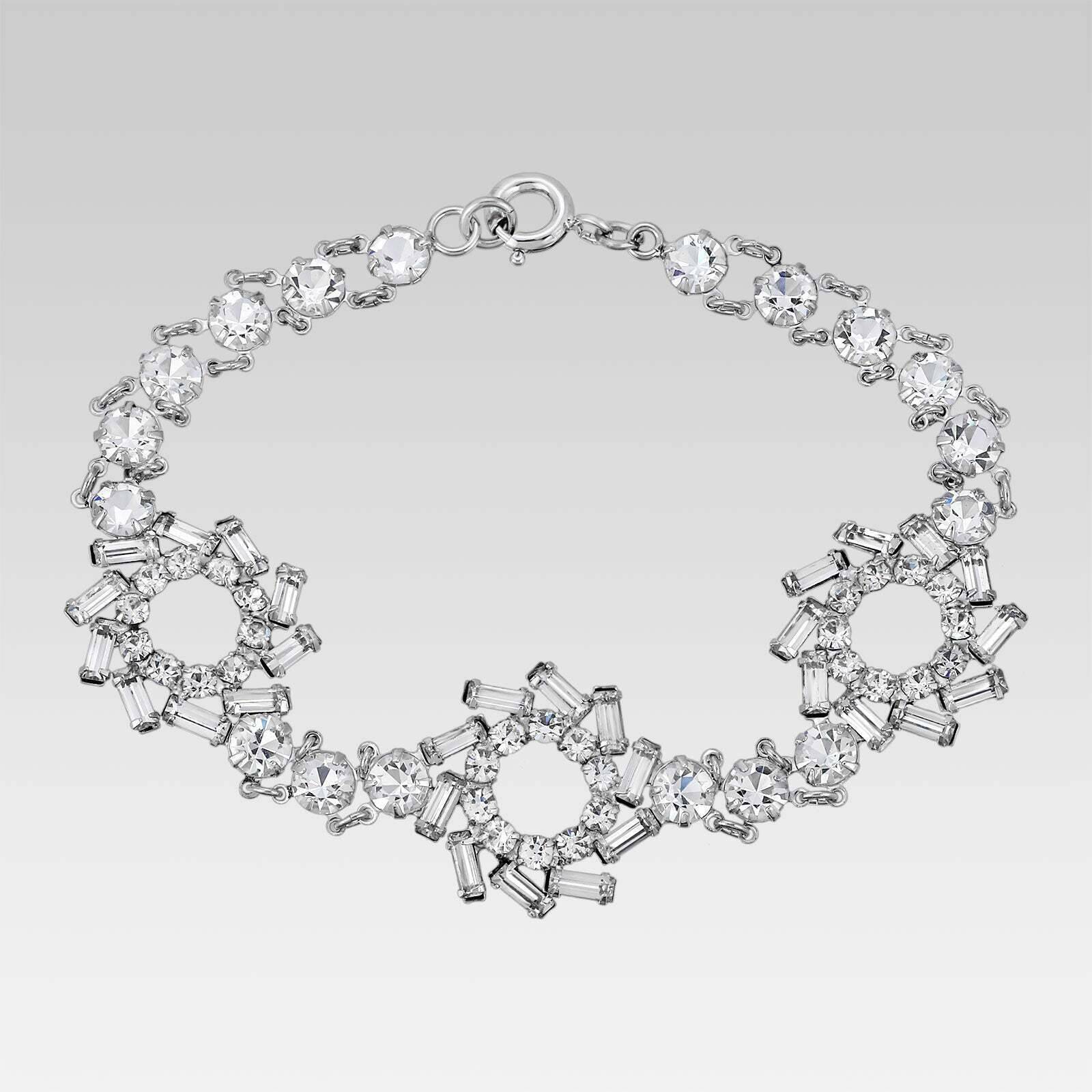 1928 Jewelry Cyclone Austrian Crystal Link Bracelet 7.5