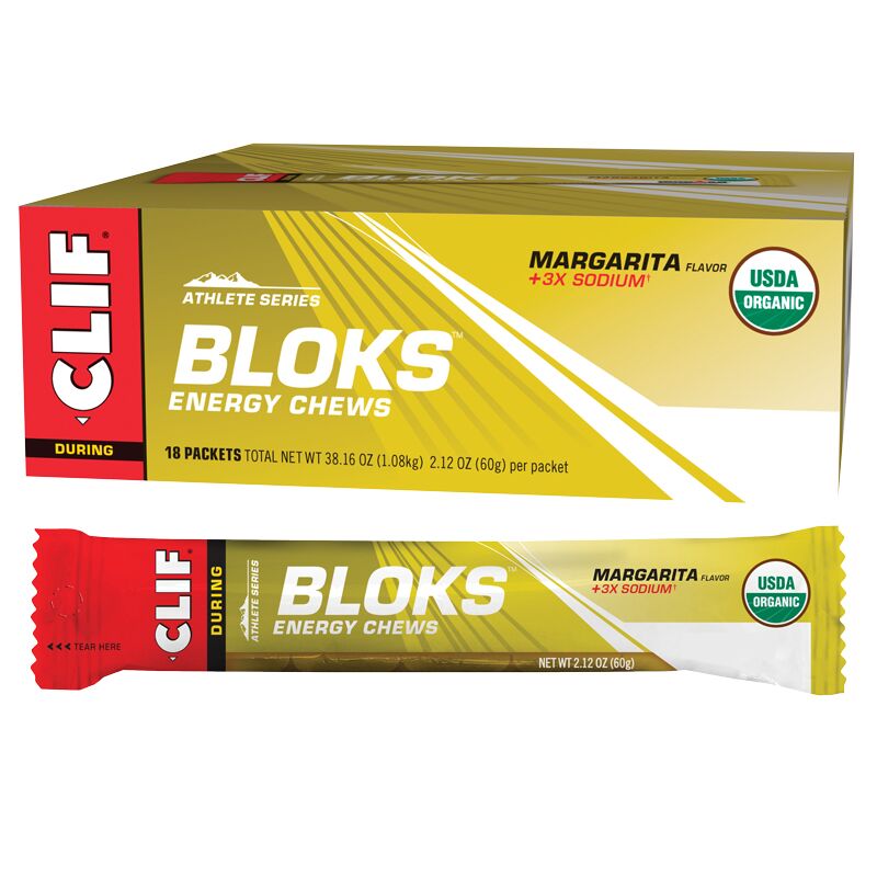 CLIF BLOK Energy Chews Margarita Flavor - 18 Count Box with 150mg Sodium | Electrolyte Boost for Runners, Cyclists & Outdoor Activities