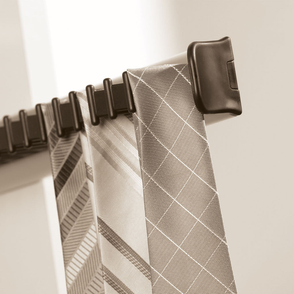 3/4 Extension Slide Tie Rack - Space Saving Closet Organizer for Neckties, Belts & Scarves | Perfect for Home, Office & Travel Storage