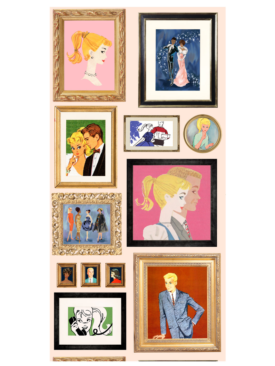 Barbie™ Peach Illustrated Wallpaper for Gallery Walls - Perfect for Kids' Rooms, Playrooms & Nursery Decor