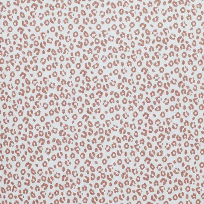 Leopard Print Peach Ribbed Knit Sweater - Women's Fashion Top for Casual Wear & Fall Outfits