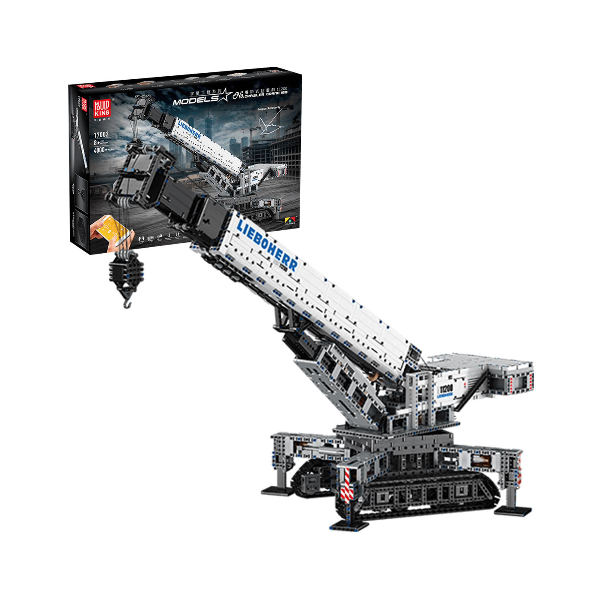 MOULD KING 17002 Crawler Crane 11200 Building Blocks Set - 4000 Pieces Construction Toy for Adults & Kids | STEM Educational Gift for Engineers, Collectors & Hobbyists | Perfect for DIY Projects, Birthday Gifts & Home Decoration