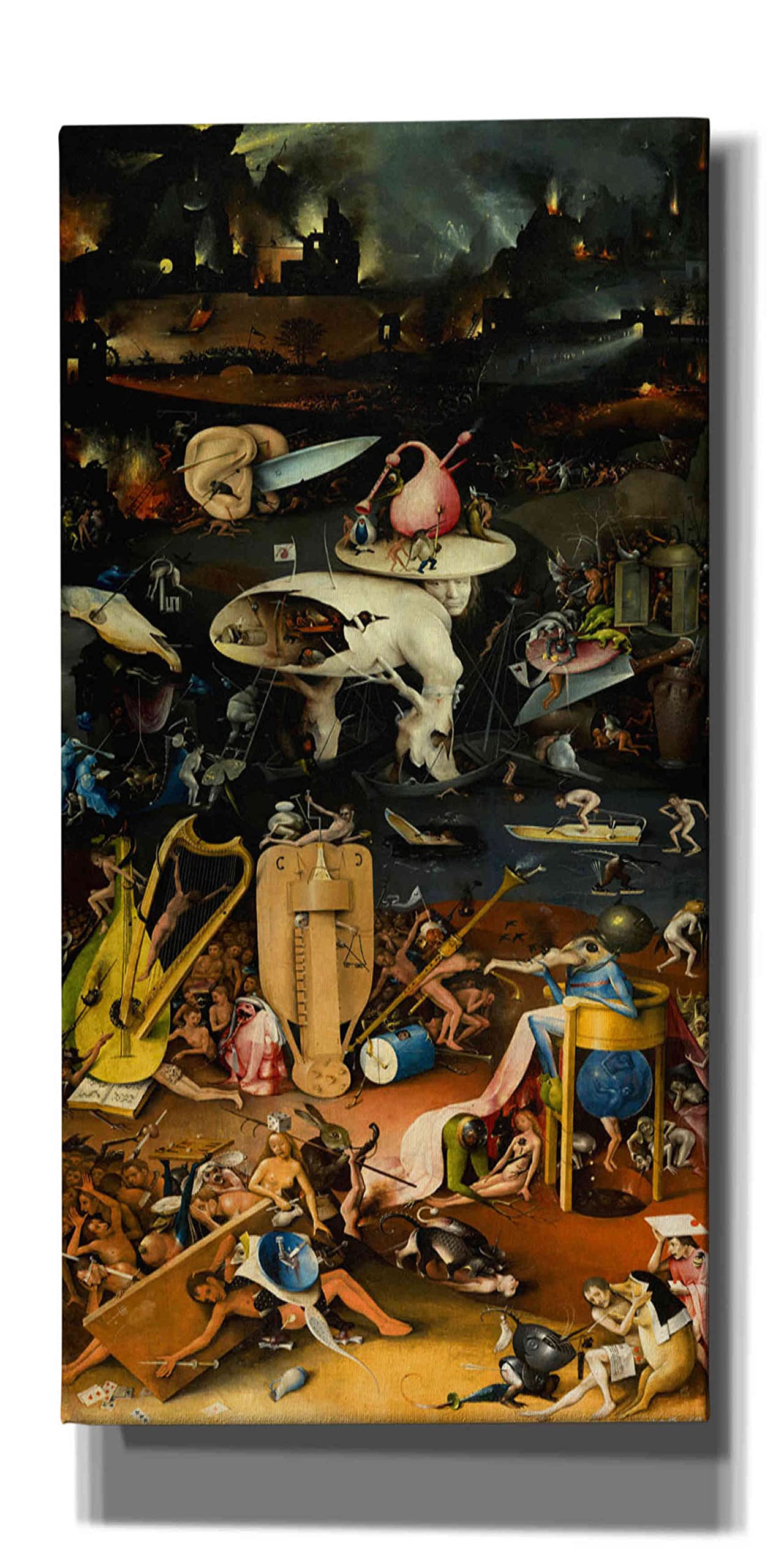 Hieronymus Bosch 'The Garden of Earthly Delights - Right Panel' Canvas Wall Art Print 20x40 Inches - Renaissance Home Decor for Living Room, Bedroom & Office