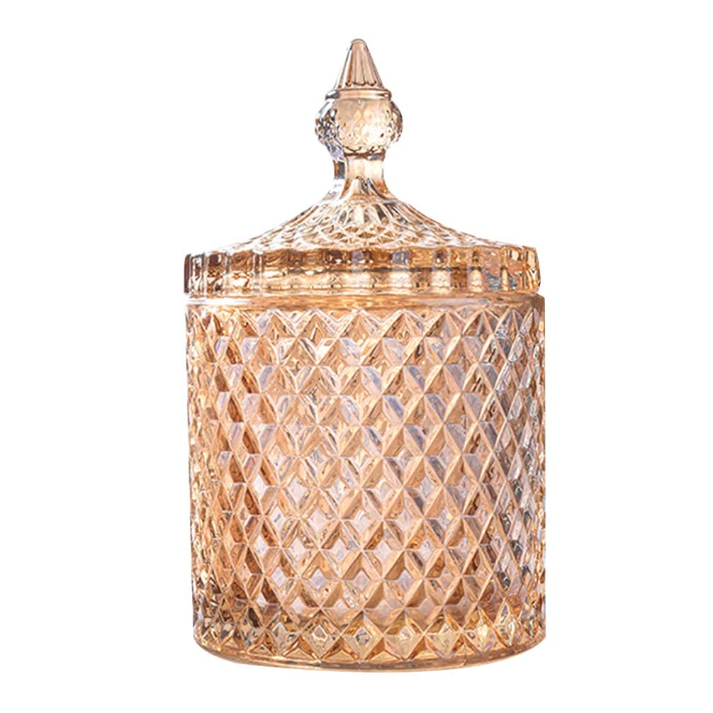 Premium Crystal Glass Candy Jar with Lid - Airtight Snack Storage Container for Kitchen, Pantry & Party Decor - Elegant Home Decoration (Yellow) - Perfect for Candy, Cookies, Nuts & Party Favors