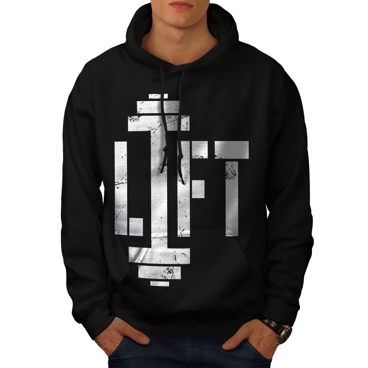 Wellcoda Men's Weightlifting Hoodie - Gym Workout Sweatshirt with Hood for Fitness Training & Outdoor Activities